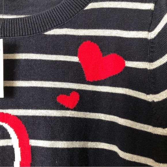 Talbots Size 1XP Blue Stripe LOVE” Crewneck Sweater - Picture 6 of 10